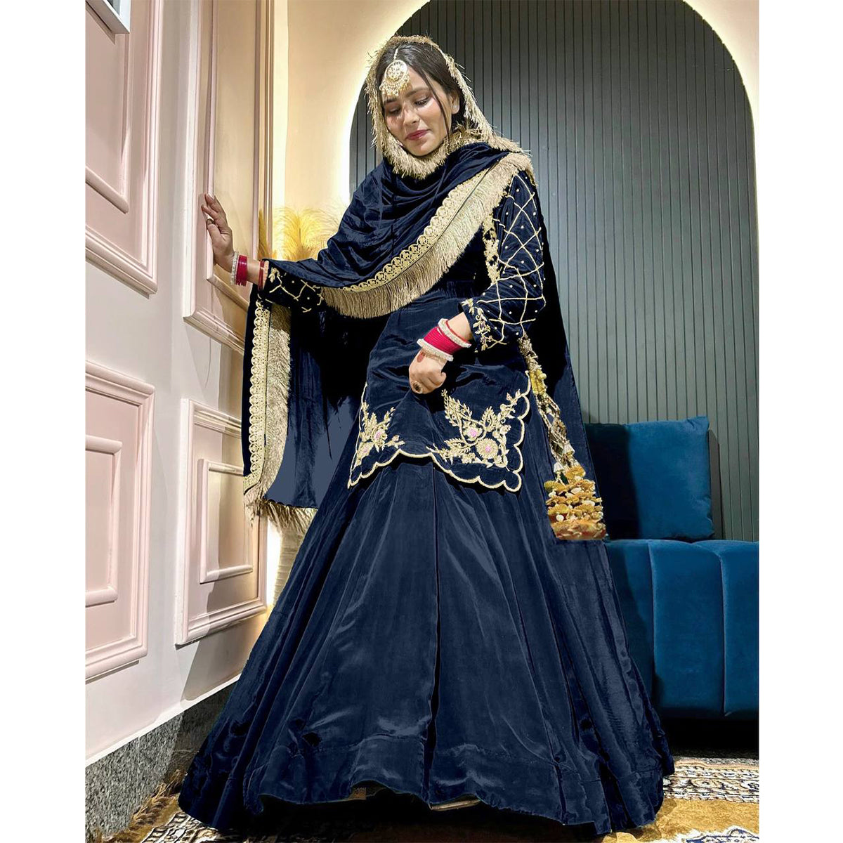 SHAFNUFAB Women's Georgette Ethnic Wear for WomenSemi StitchedSalwarSuit  SF251187