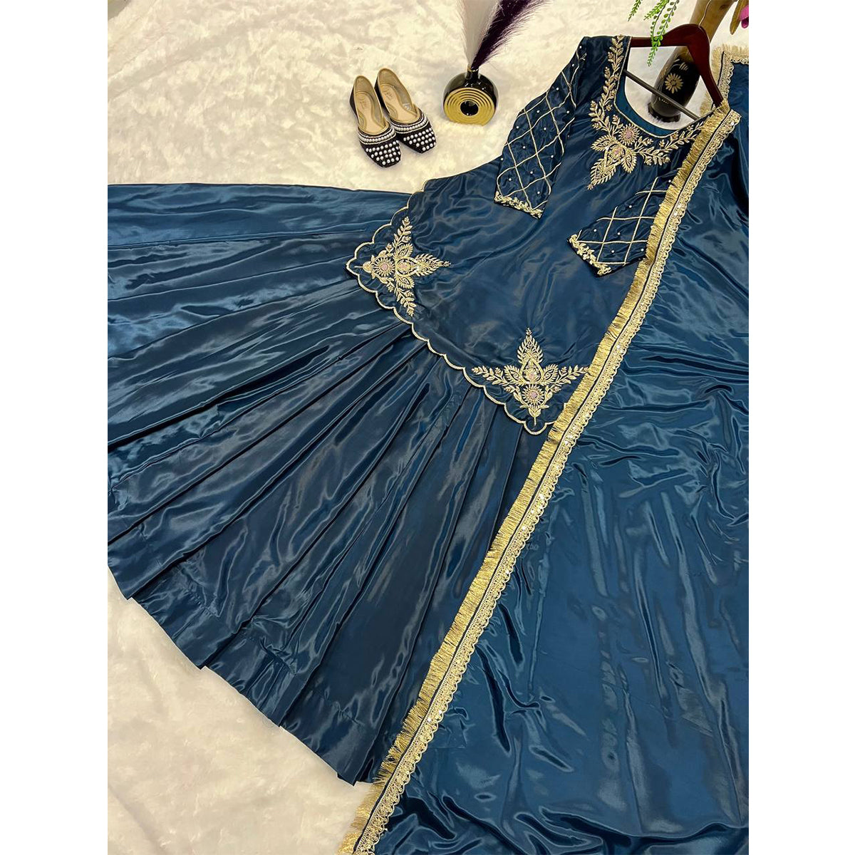 SHAFNUFAB Women's Georgette Ethnic Wear for WomenSemi StitchedSalwarSuit  SF251187