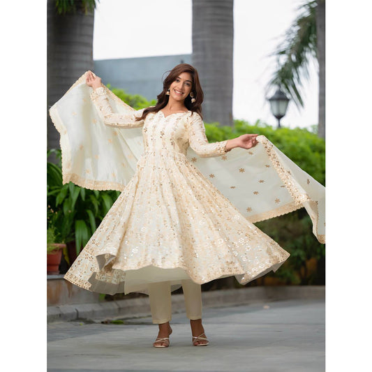 SHAFNUFAB Women's Georgette Ethnic Wear for WomenSemi StitchedSalwarSuit  SF251188