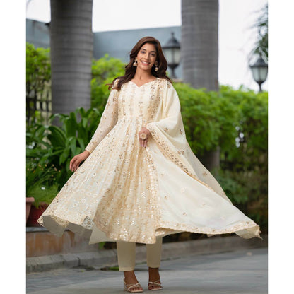 SHAFNUFAB Women's Georgette Ethnic Wear for WomenSemi StitchedSalwarSuit  SF251188