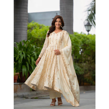 SHAFNUFAB Women's Georgette Ethnic Wear for WomenSemi StitchedSalwarSuit  SF251188