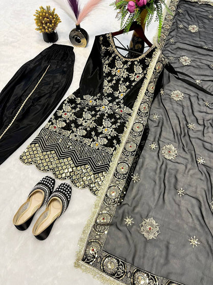 SHAFNUFAB Women's Georgette Ethnic Wear for WomenSemi StitchedSalwarSuit  SF251190