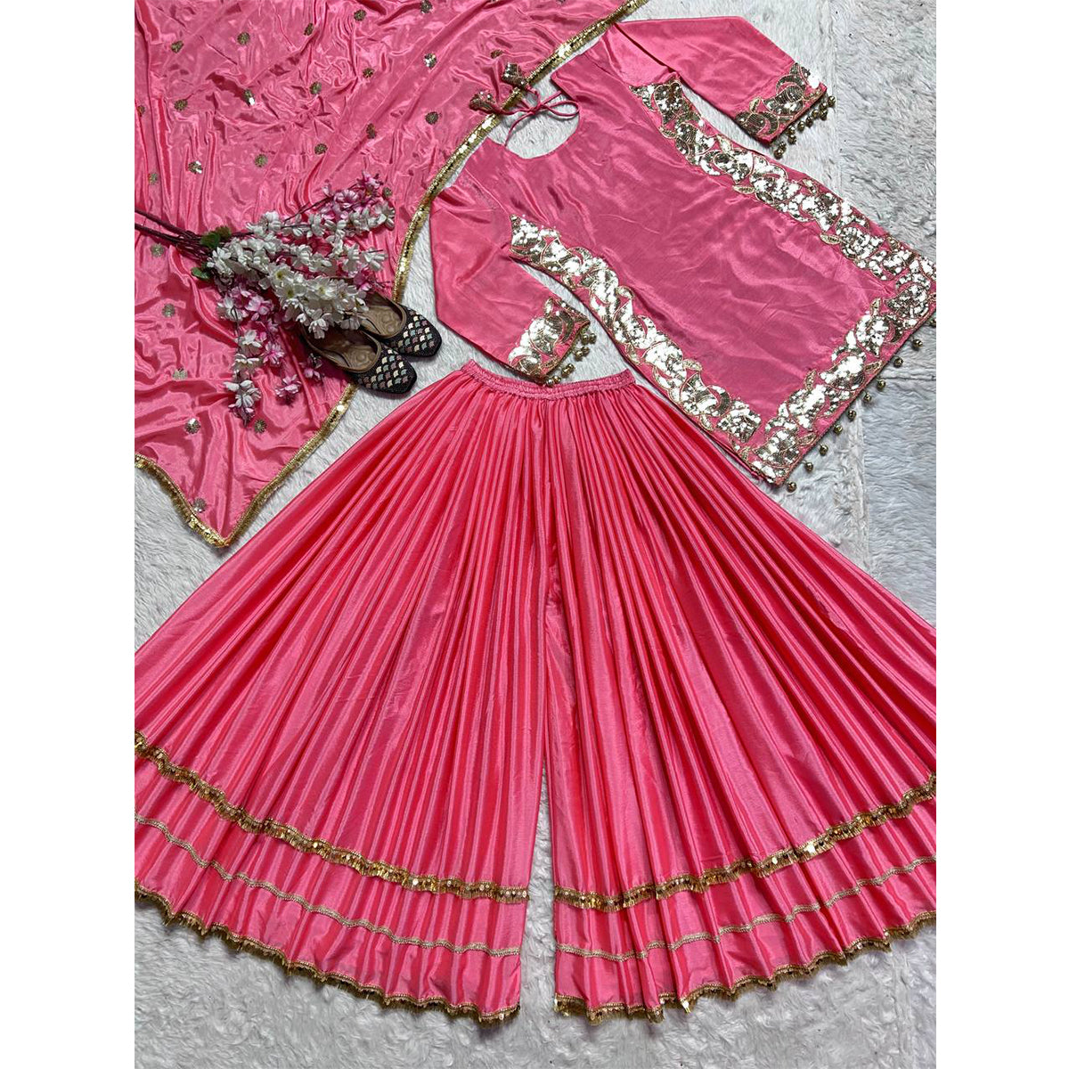 SHAFNUFAB Women's Georgette Ethnic Wear for WomenSemi StitchedSalwarSuit  SF251191
