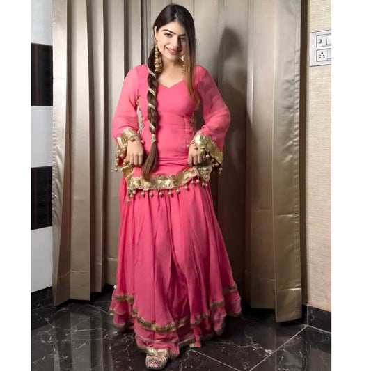 SHAFNUFAB Women's Georgette Ethnic Wear for WomenSemi StitchedSalwarSuit  SF251191