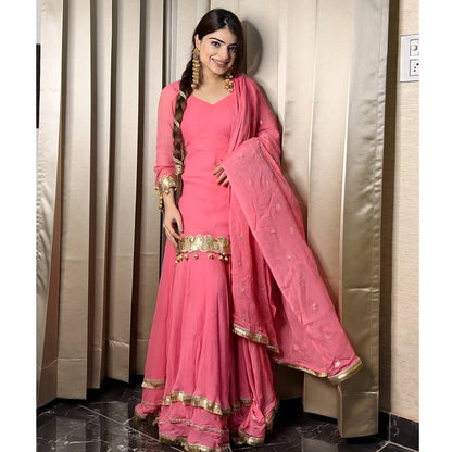 SHAFNUFAB Women's Georgette Ethnic Wear for WomenSemi StitchedSalwarSuit  SF251191