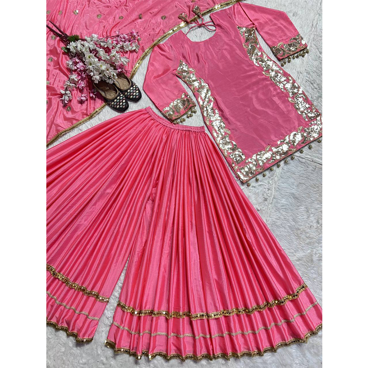 SHAFNUFAB Women's Georgette Ethnic Wear for WomenSemi StitchedSalwarSuit  SF251191