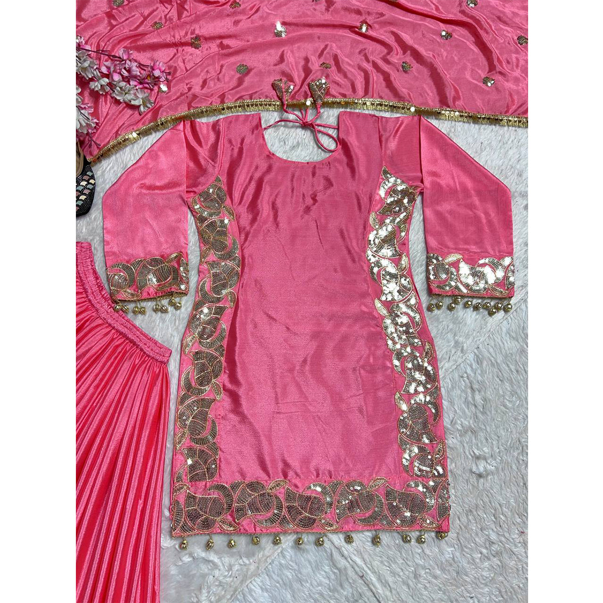 SHAFNUFAB Women's Georgette Ethnic Wear for WomenSemi StitchedSalwarSuit  SF251191