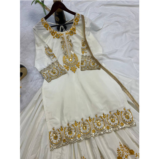 SHAFNUFAB Women's Georgette Ethnic Wear for WomenSemi StitchedSalwarSuit  SF251192