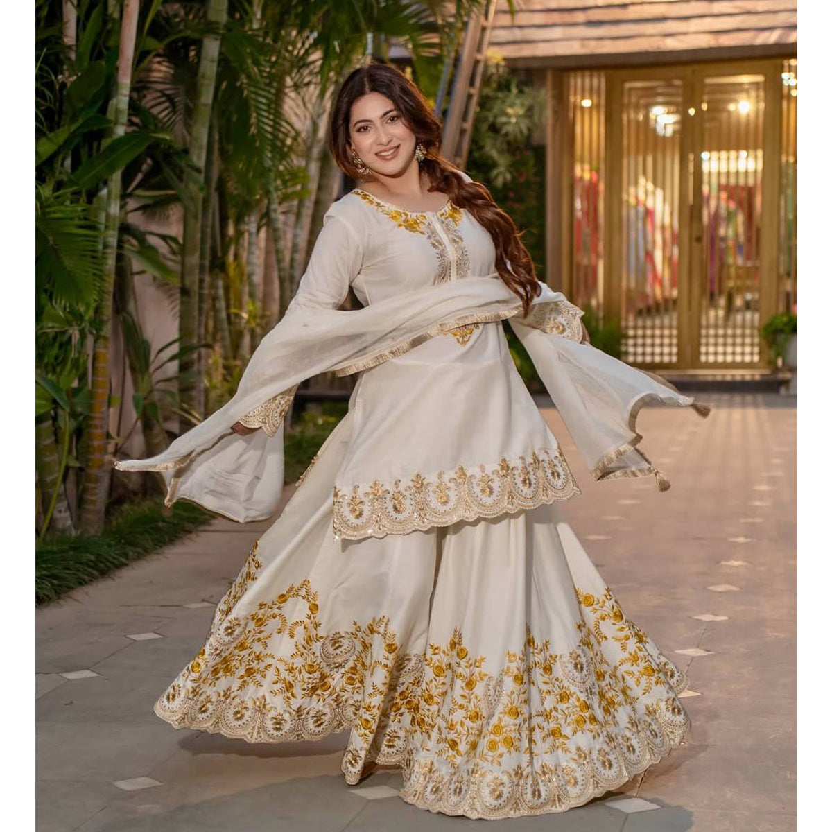 SHAFNUFAB Women's Georgette Ethnic Wear for WomenSemi StitchedSalwarSuit  SF251192