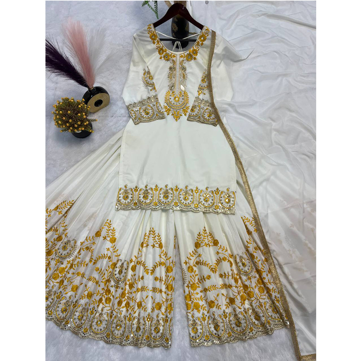 SHAFNUFAB Women's Georgette Ethnic Wear for WomenSemi StitchedSalwarSuit  SF251192