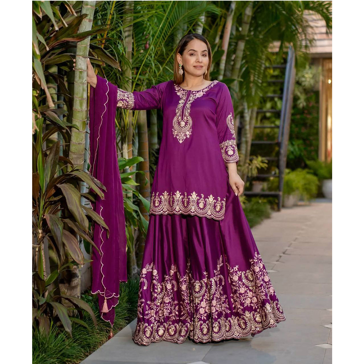 SHAFNUFAB Women's Georgette Ethnic Wear for WomenSemi StitchedSalwarSuit  SF251193