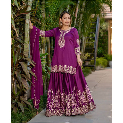 SHAFNUFAB Women's Georgette Ethnic Wear for WomenSemi StitchedSalwarSuit  SF251193