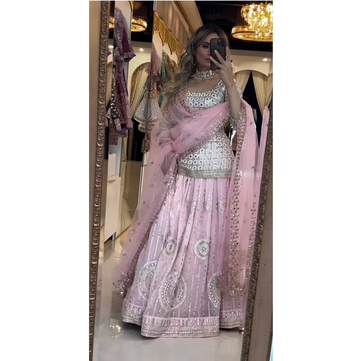 SHAFNUFAB Women's Georgette Ethnic Wear for WomenSemi StitchedSalwarSuit  SF251194