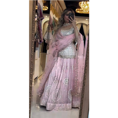 SHAFNUFAB Women's Georgette Ethnic Wear for WomenSemi StitchedSalwarSuit  SF251194