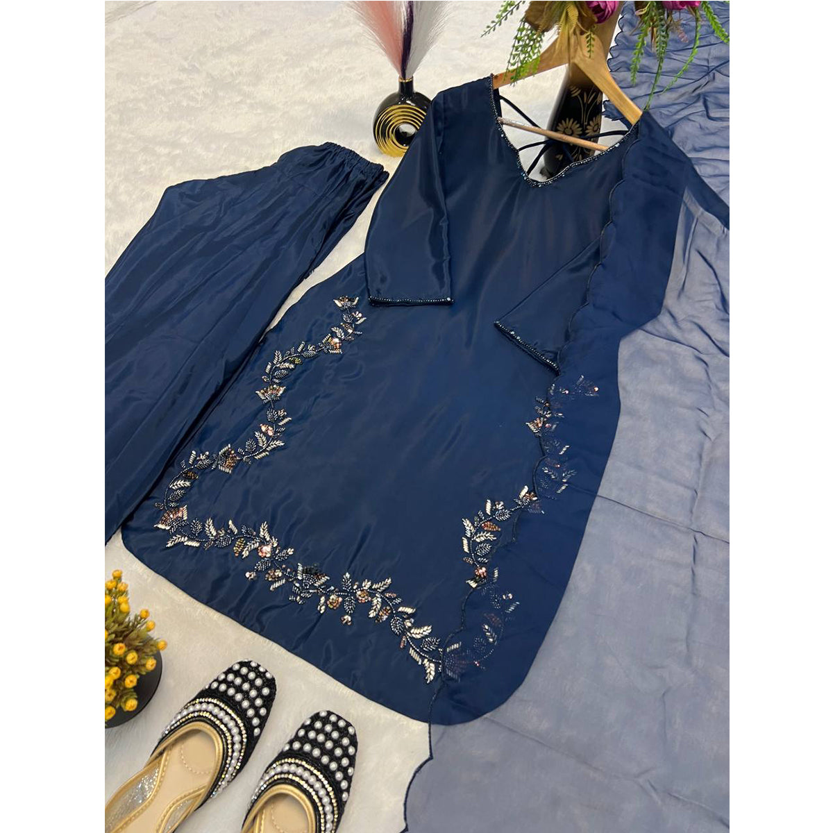 SHAFNUFAB Women's Georgette Ethnic Wear for WomenSemi StitchedSalwarSuit  SF251195