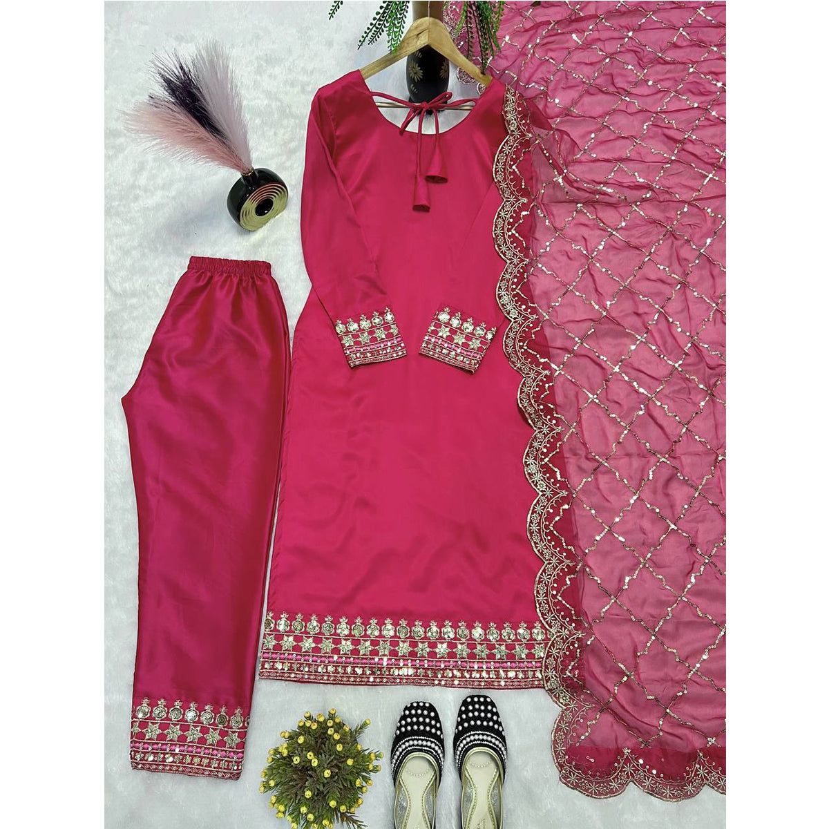 SHAFNUFAB Women's Georgette Ethnic Wear for WomenSemi StitchedSalwarSuit  SF251196