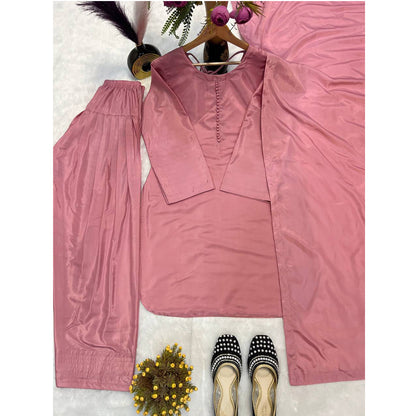 SHAFNUFAB WOMEN'S Art Silk Stiched Suit (SF251199-M SIZE Pink Medium )