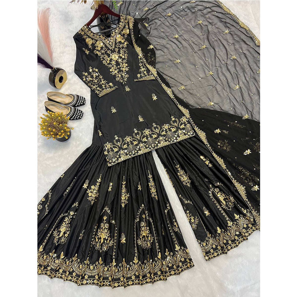 SHAFNUFAB Women's Georgette Ethnic Wear for WomenSemi StitchedSalwarSuit  SF251202