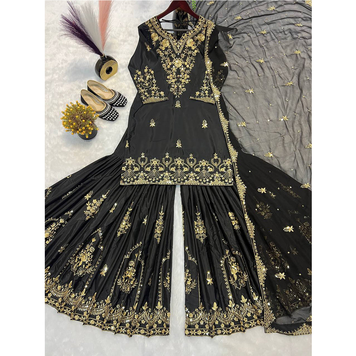 SHAFNUFAB Women's Georgette Ethnic Wear for WomenSemi StitchedSalwarSuit  SF251202