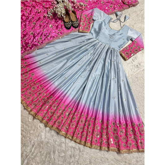 SHAFNUFAB Women's Georgette Ethnic Wear for WomenSemi StitchedSalwarSuit  SF251204