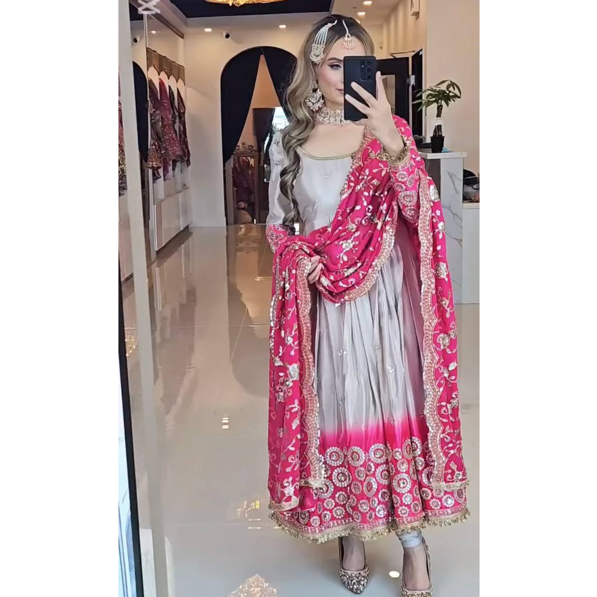 SHAFNUFAB Women's Georgette Ethnic Wear for WomenSemi StitchedSalwarSuit  SF251204
