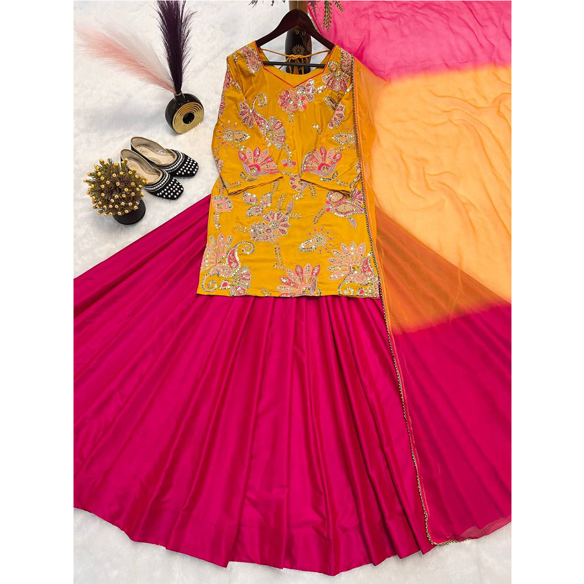 SHAFNUFAB Women's Georgette Ethnic Wear for WomenSemi StitchedSalwarSuit  SF251206