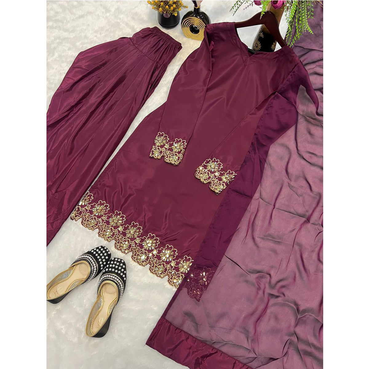 SHAFNUFAB Women's Georgette Ethnic Wear for WomenSemi StitchedSalwarSuit  SF251208