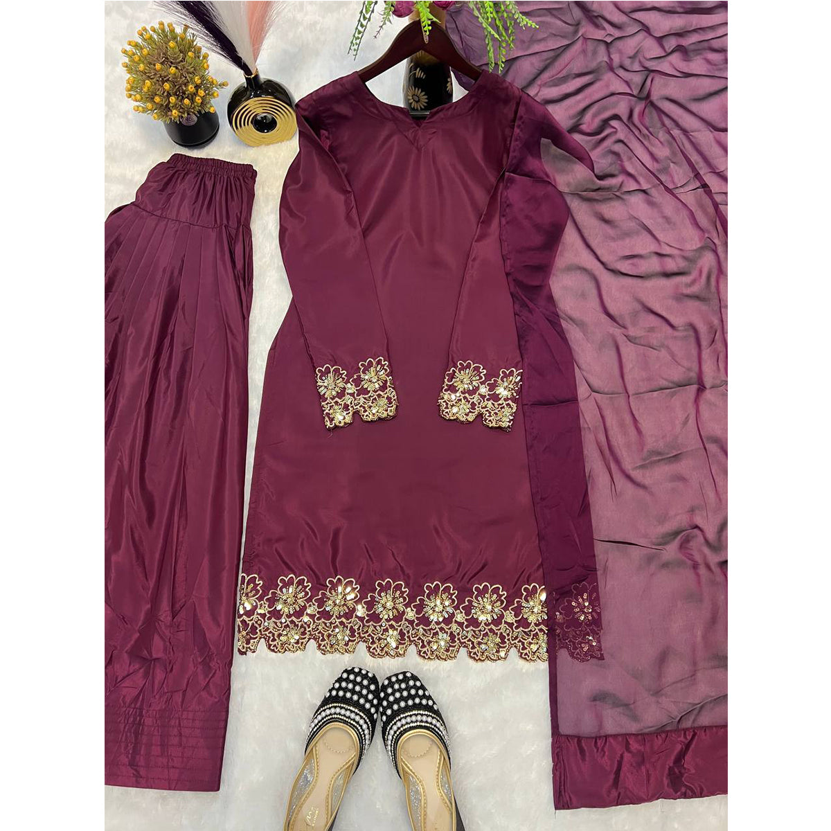 SHAFNUFAB Women's Georgette Ethnic Wear for WomenSemi StitchedSalwarSuit  SF251208