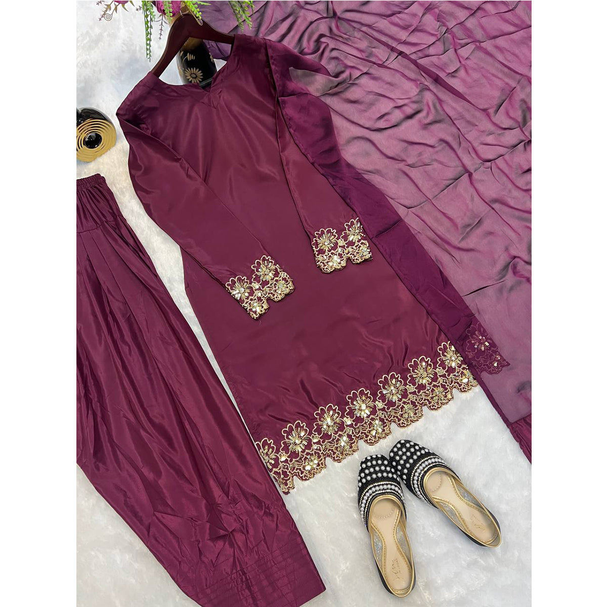 SHAFNUFAB Women's Georgette Ethnic Wear for WomenSemi StitchedSalwarSuit  SF251208