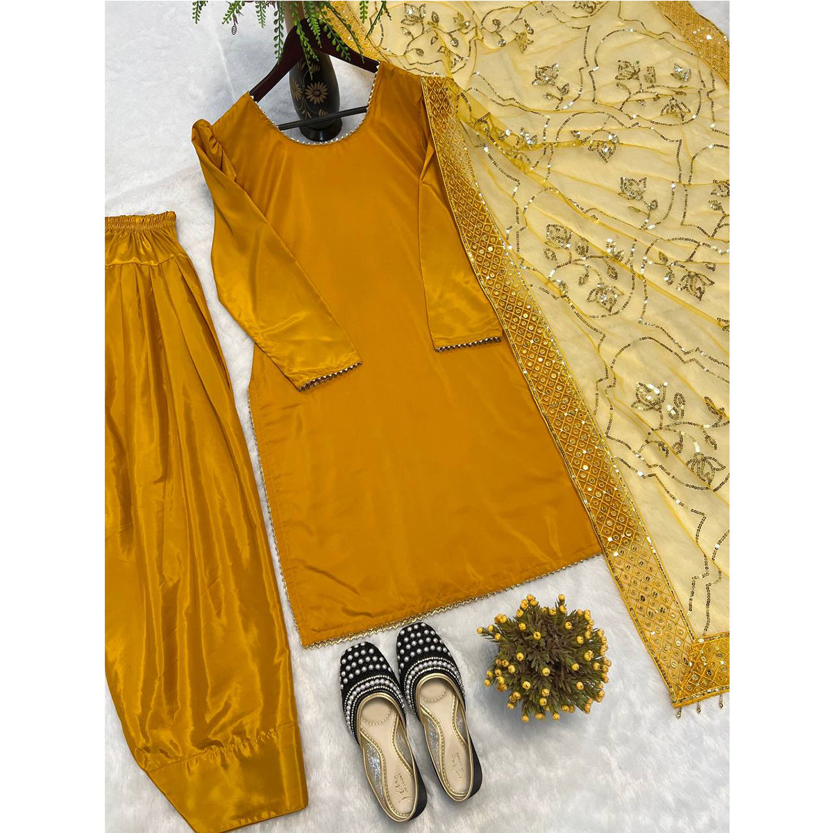 SHAFNUFAB Women's Georgette Ethnic Wear for WomenSemi StitchedSalwarSuit  SF251209