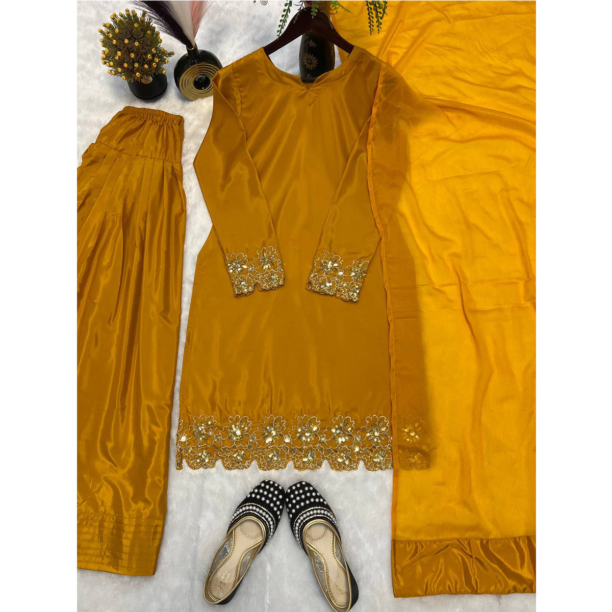 SHAFNUFAB Women's Georgette Ethnic Wear for WomenSemi StitchedSalwarSuit  SF251209