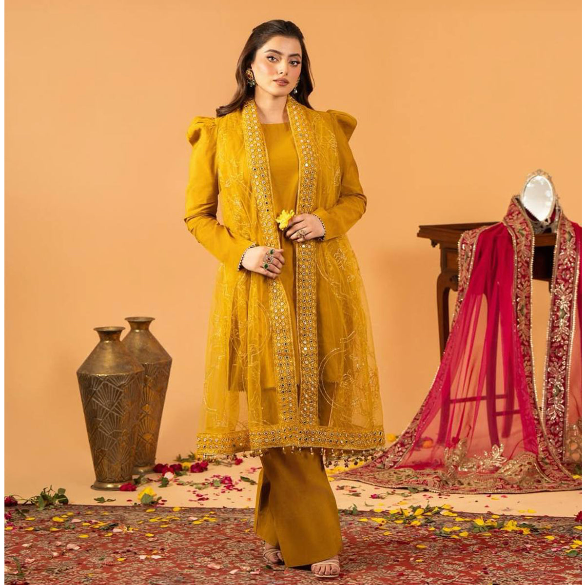SHAFNUFAB Women's Georgette Ethnic Wear for WomenSemi StitchedSalwarSuit  SF251210