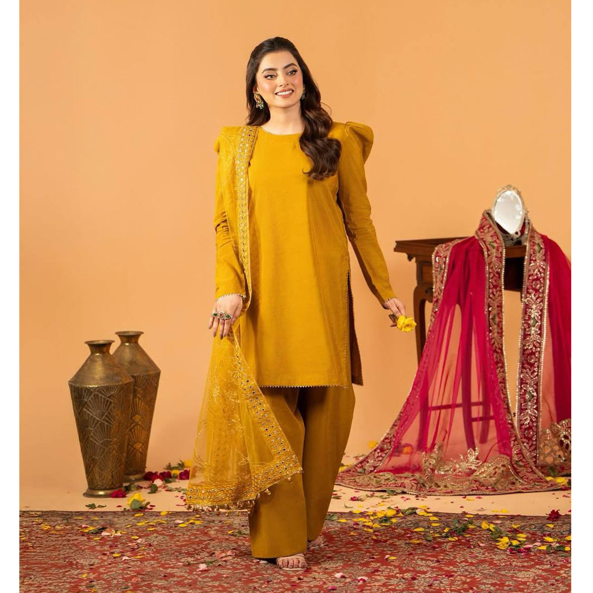 SHAFNUFAB Women's Georgette Ethnic Wear for WomenSemi StitchedSalwarSuit  SF251210