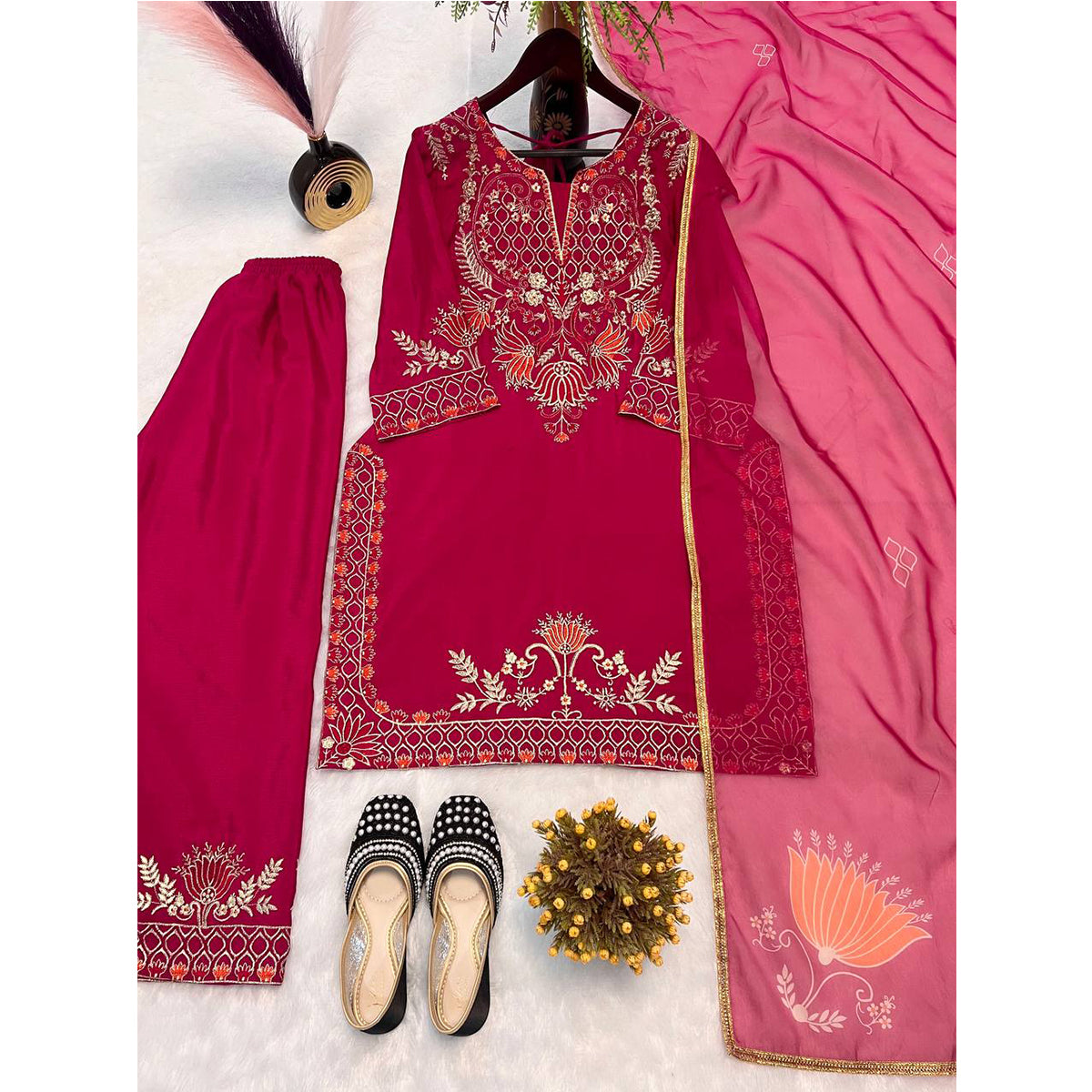 SHAFNUFAB Women's Georgette Ethnic Wear for WomenSemi StitchedSalwarSuit  SF251213