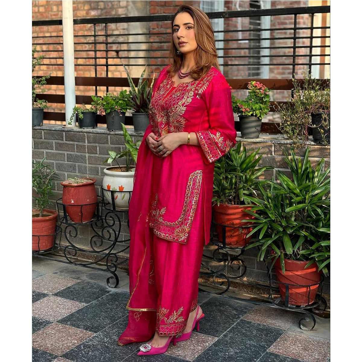 SHAFNUFAB Women's Georgette Ethnic Wear for WomenSemi StitchedSalwarSuit  SF251213