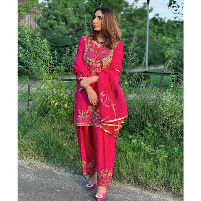 SHAFNUFAB Women's Georgette Ethnic Wear for WomenSemi StitchedSalwarSuit  SF251213