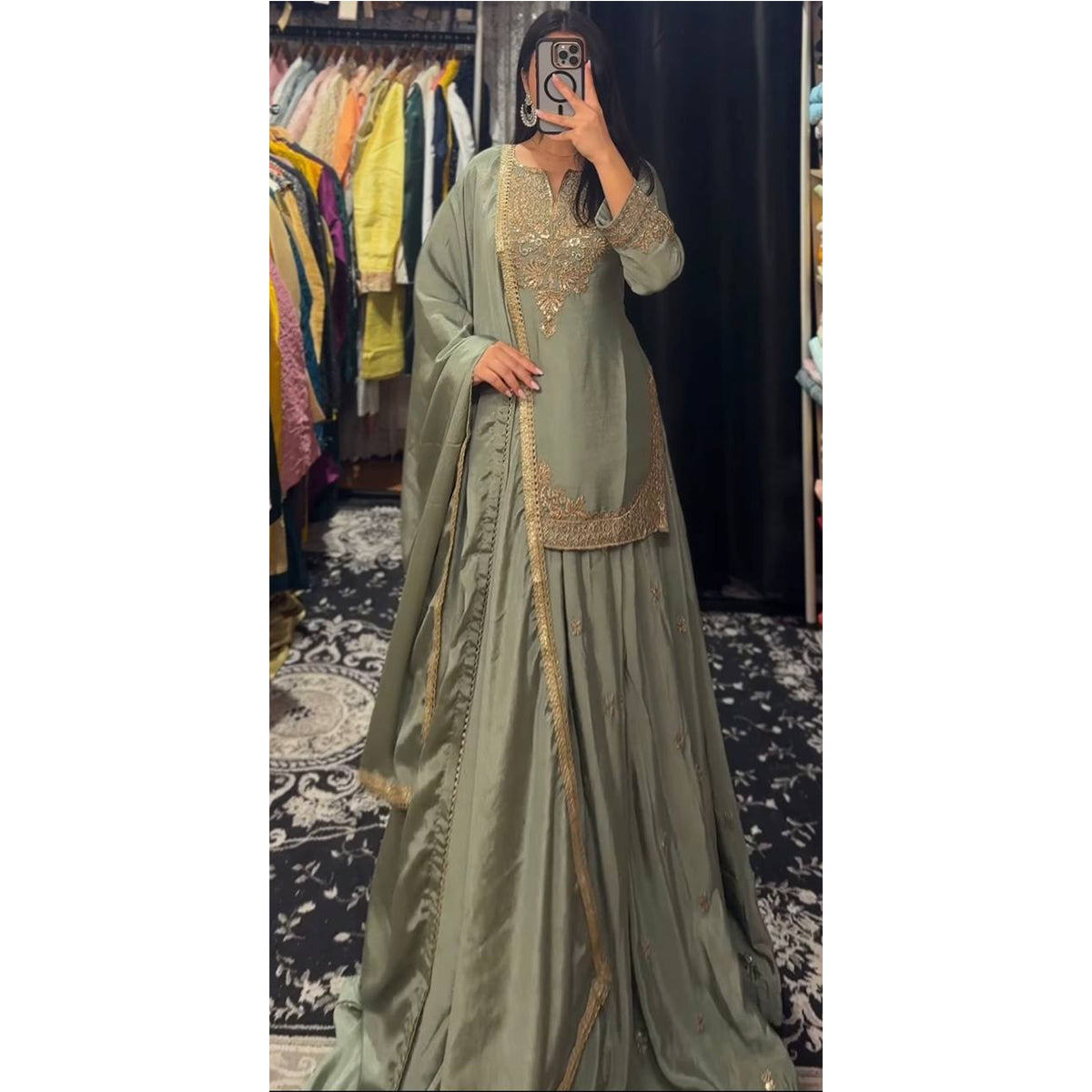 SHAFNUFAB Women's Georgette Ethnic Wear for WomenSemi StitchedSalwarSuit  SF251214