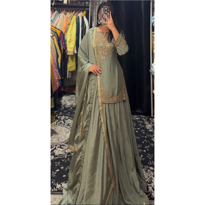 SHAFNUFAB Women's Georgette Ethnic Wear for WomenSemi StitchedSalwarSuit  SF251214