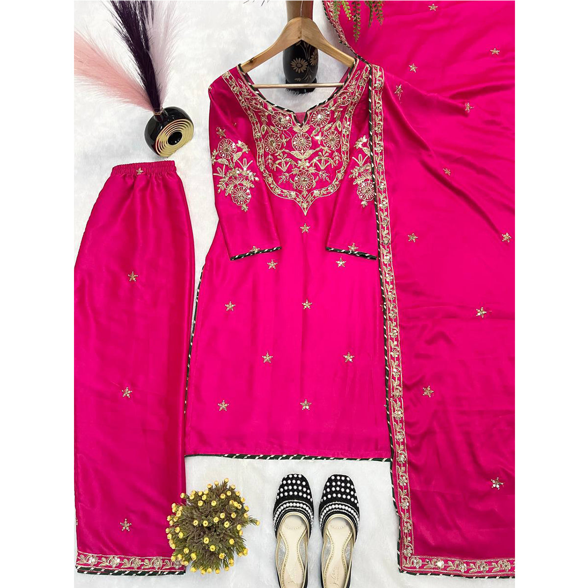 SHAFNUFAB Women's Georgette Ethnic Wear for WomenSemi StitchedSalwarSuit  SF251217