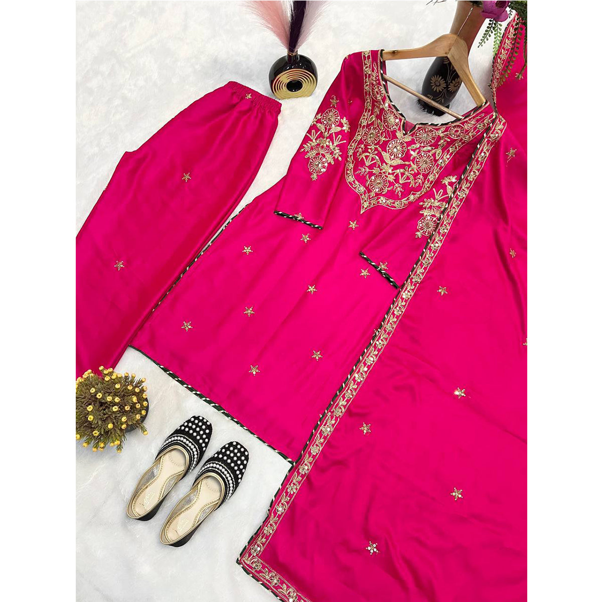 SHAFNUFAB Women's Georgette Ethnic Wear for WomenSemi StitchedSalwarSuit  SF251217