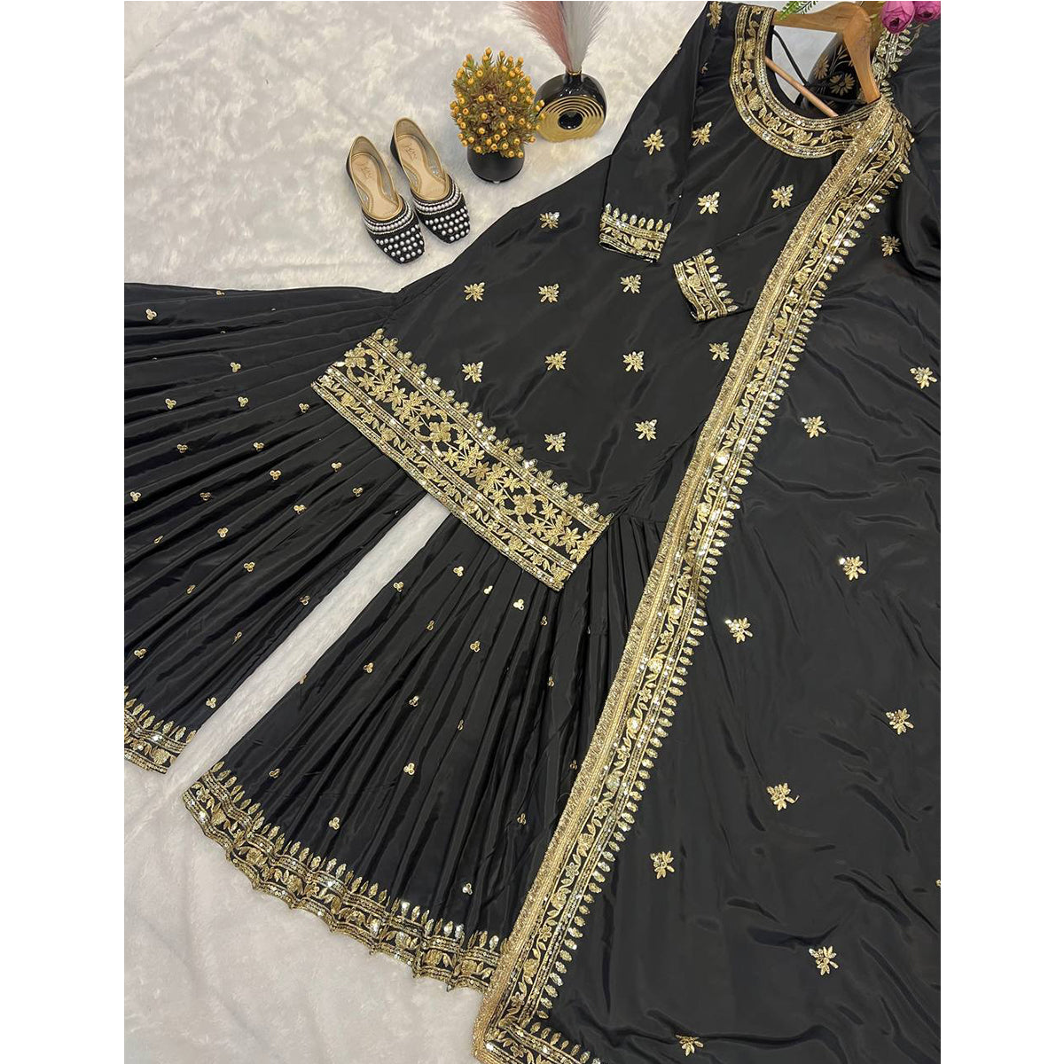 SHAFNUFAB Women's Georgette Ethnic Wear for WomenSemi StitchedSalwarSuit  SF251219