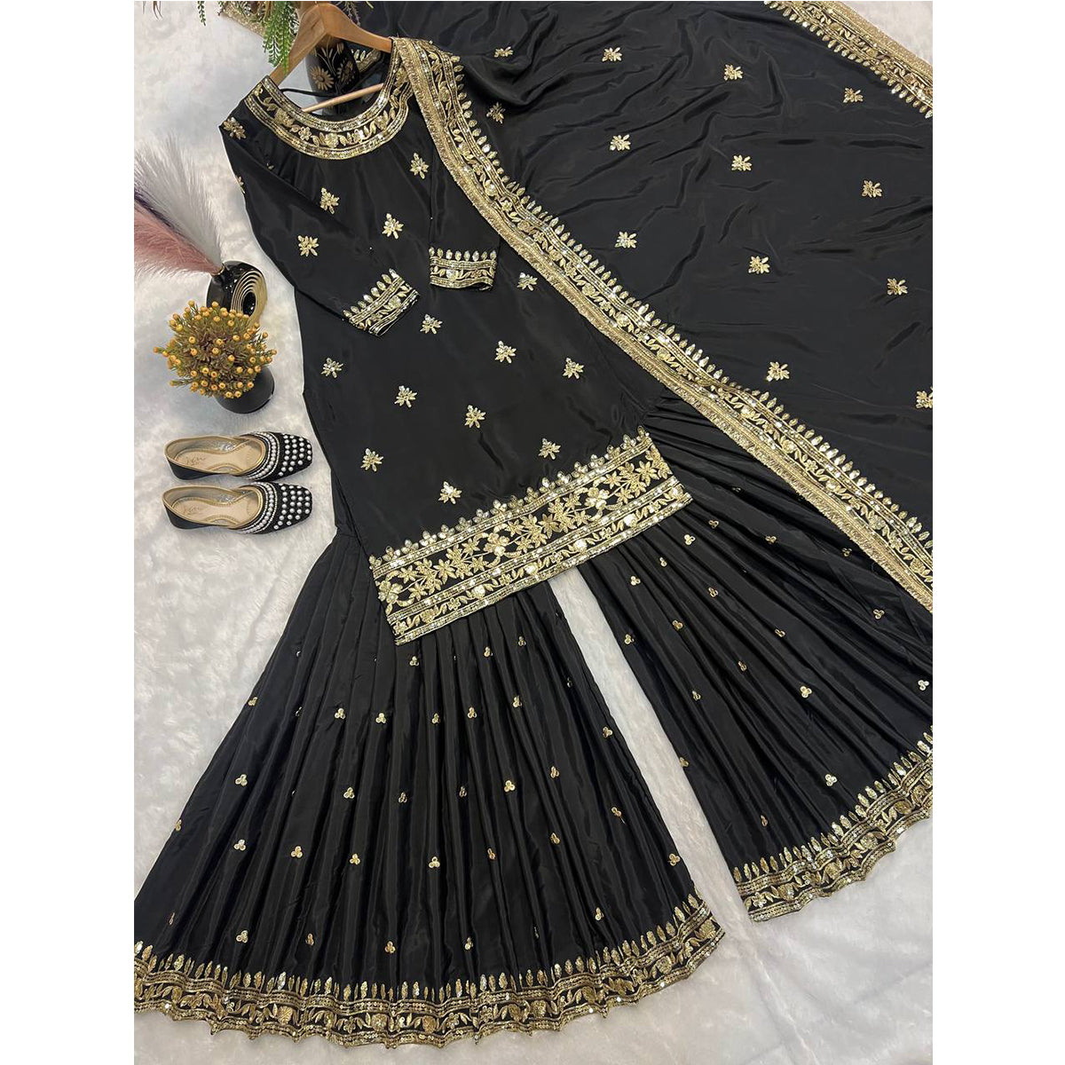 SHAFNUFAB Women's Georgette Ethnic Wear for WomenSemi StitchedSalwarSuit  SF251219