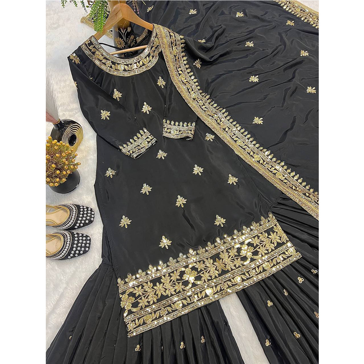 SHAFNUFAB Women's Georgette Ethnic Wear for WomenSemi StitchedSalwarSuit  SF251219