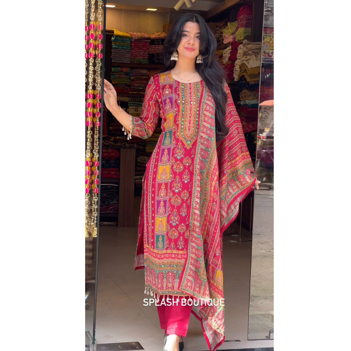 SHAFNUFAB Women's Georgette Ethnic Wear for WomenSemi StitchedSalwarSuit  SF251220