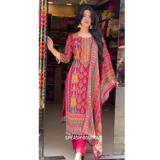 SHAFNUFAB Women's Georgette Ethnic Wear for WomenSemi StitchedSalwarSuit  SF251220