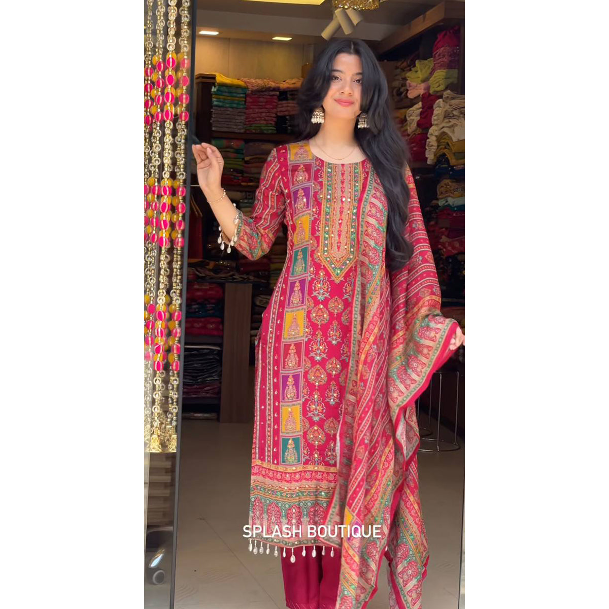 SHAFNUFAB Women's Georgette Ethnic Wear for WomenSemi StitchedSalwarSuit  SF251220