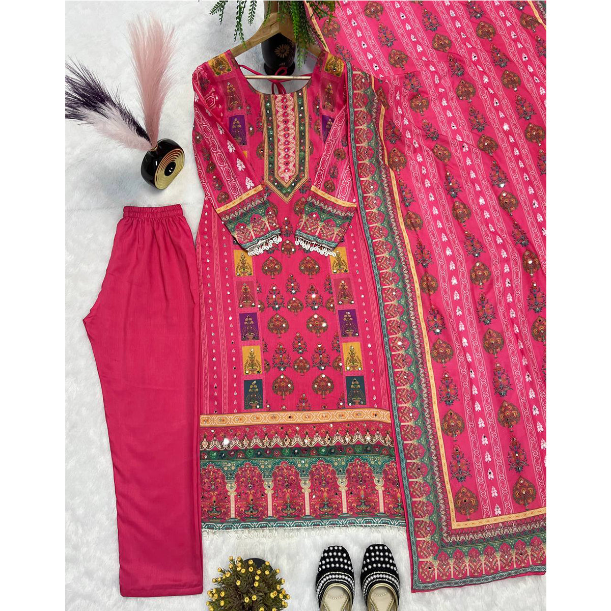 SHAFNUFAB Women's Georgette Ethnic Wear for WomenSemi StitchedSalwarSuit  SF251220