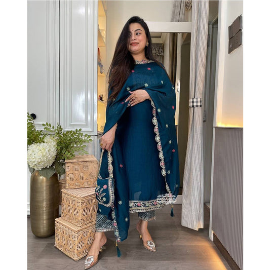 SHAFNUFAB Women's Georgette Ethnic Wear for WomenSemi StitchedSalwarSuit  SF251221