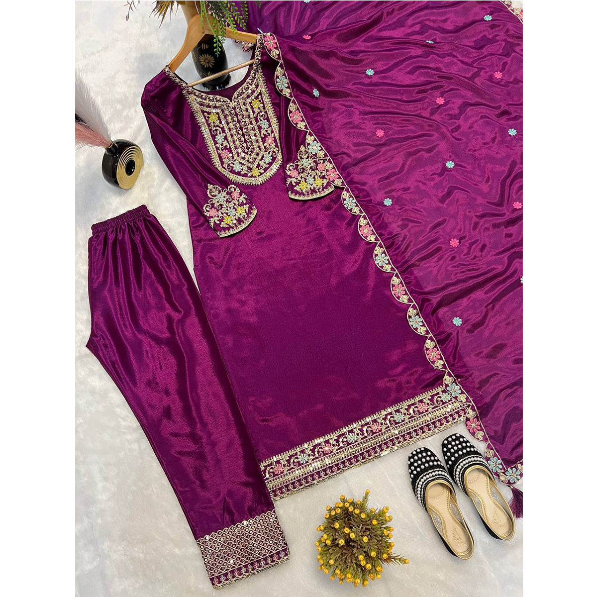 SHAFNUFAB Women's Georgette Ethnic Wear for WomenSemi StitchedSalwarSuit  SF251222