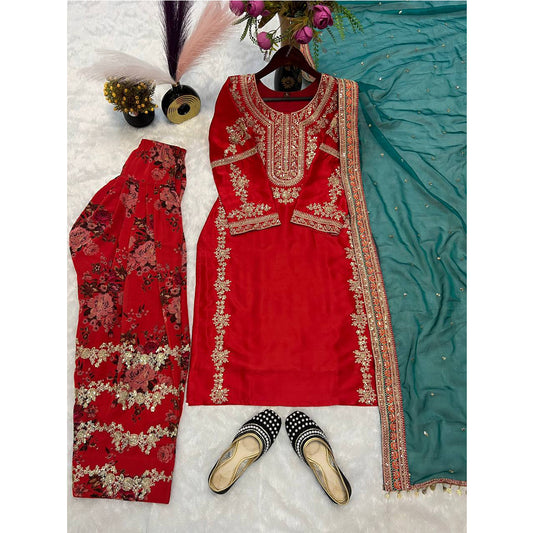 SHAFNUFAB Women's Georgette Ethnic Wear for WomenSemi StitchedSalwarSuit  SF251223